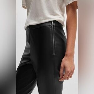 Hugo Boss Faux Leather Pants High Waisted Skinny Brown Coated Leggings Size 2